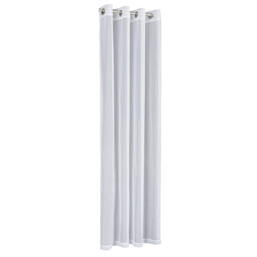 WOAL Firana gotowa na srebrnych przelotkach, szerokość 140 x wysokość 250cm, kolor 001 biały
