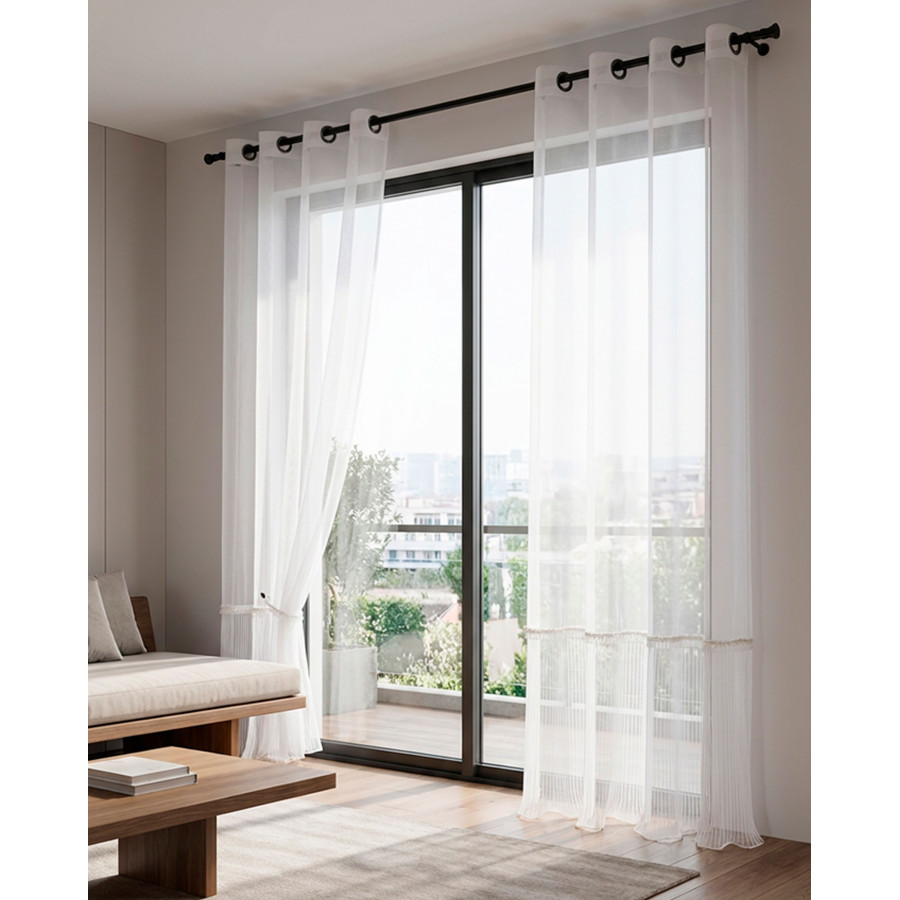 ORENA Firana gotowa na przelotkach, szerokość 140cm x wysokość 250cm, kolor 001 biały