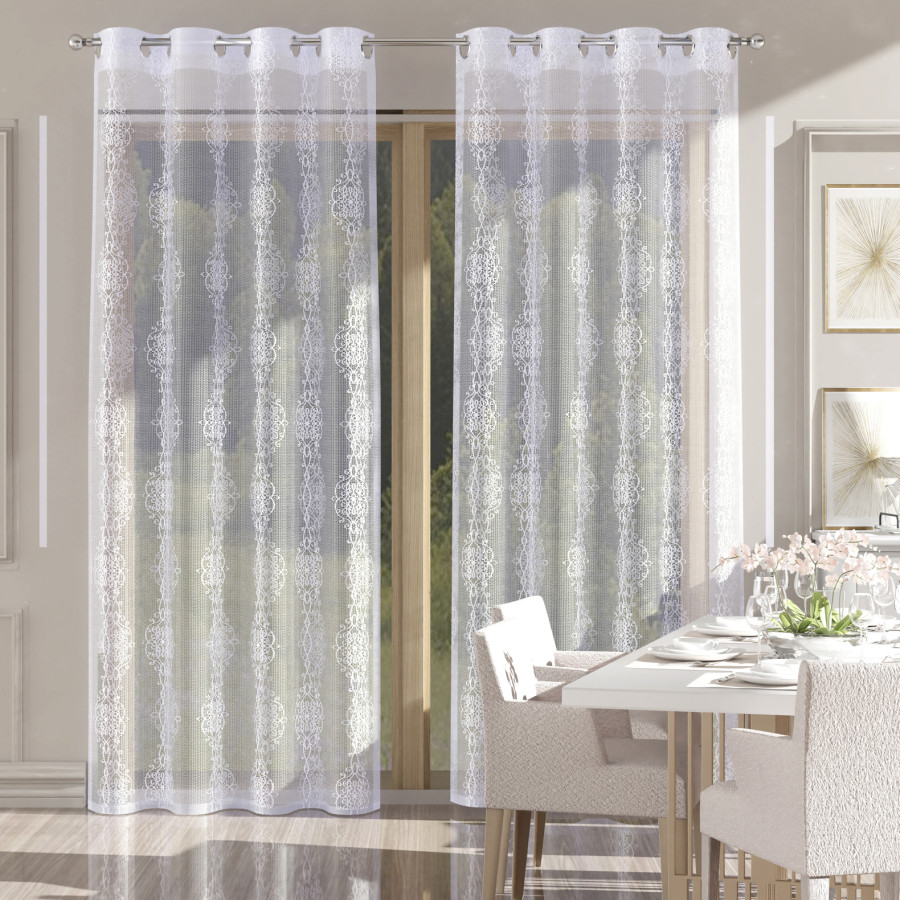 EMBER Firana gotowa na przelotkach, szerokość 140cm x wysokość 250cm, kolor 001 biały