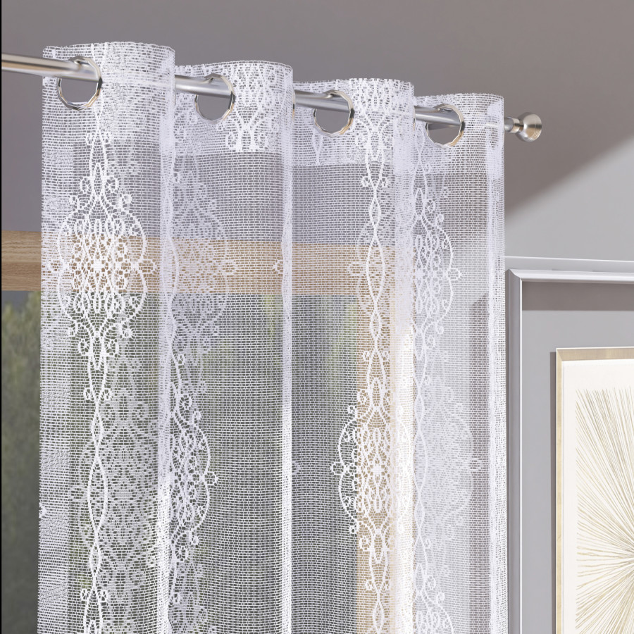 EMBER Firana gotowa na przelotkach, szerokość 140cm x wysokość 250cm, kolor 001 biały