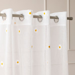 BELLIS firanka gotowa z podcięciem etaminowa biała w kwiaty 140x250 cm