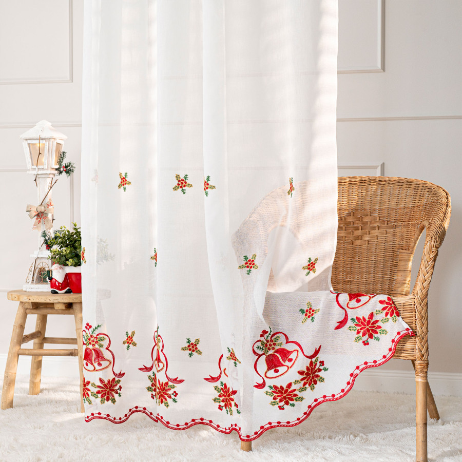 HOLLY Firana gotowa na przelotkach, szerokość 140cm x wysokość 250cm, kolor 001 biały