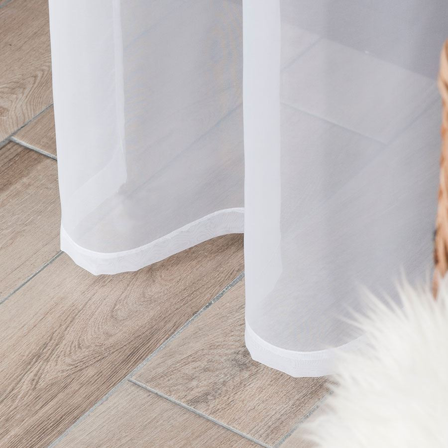 WOAL Firana gotowa na srebrnych przelotkach, szerokość 140 x wysokość 230cm, kolor 001 biały