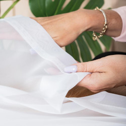 WOAL Firana gotowa na srebrnych przelotkach, szerokość 140 x wysokość 230cm, kolor 001 biały