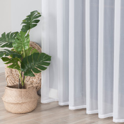 WOAL Firana gotowa na srebrnych przelotkach, szerokość 200cm x wysokość 250cm, kolor biały 001