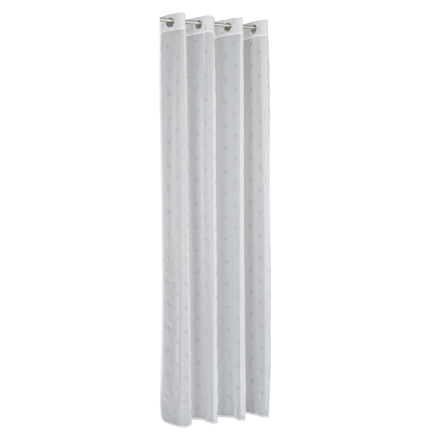 RIBBON Firana gotowa na woalu w diamentowe kokardki, na srebrnych przelotkach, z ołowianką, szerokość 140 x wysokość 250cm