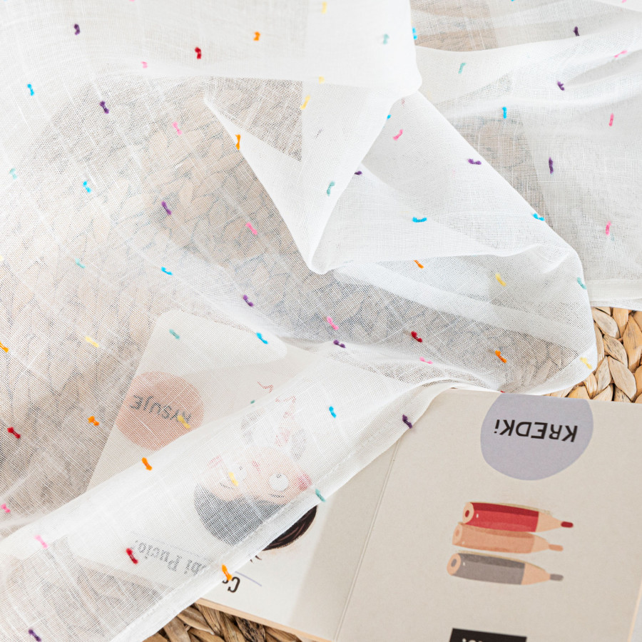 AURA Firana gotowa na przelotkach, szerokość 140cm x wysokość 250cm, kolor 001 biały