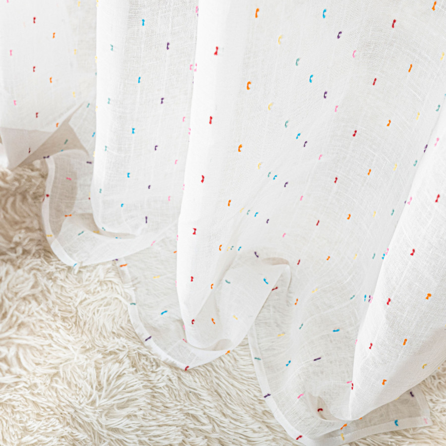 AURA Firana gotowa na przelotkach, szerokość 140cm x wysokość 250cm, kolor 001 biały