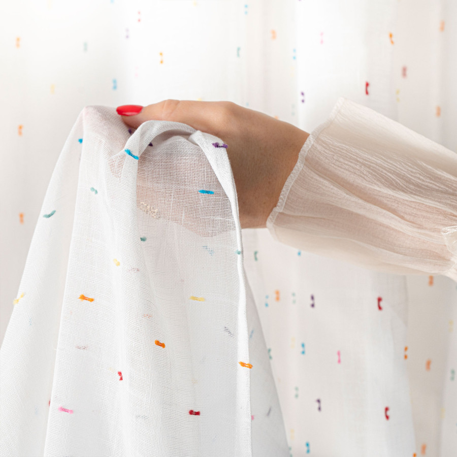 AURA Firana gotowa na przelotkach, szerokość 140cm x wysokość 250cm, kolor 001 biały