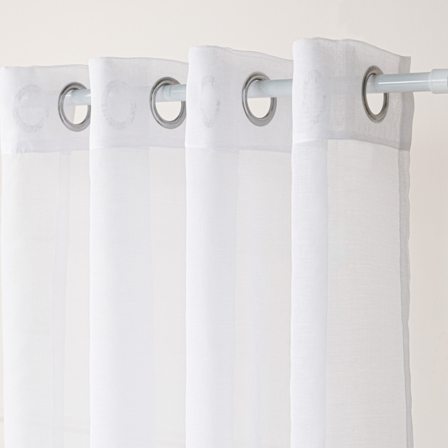 ETAMINA Firana gotowa na srebrnych przelotkach, szerokość 200 x wysokość 250cm, kolor 001 biały