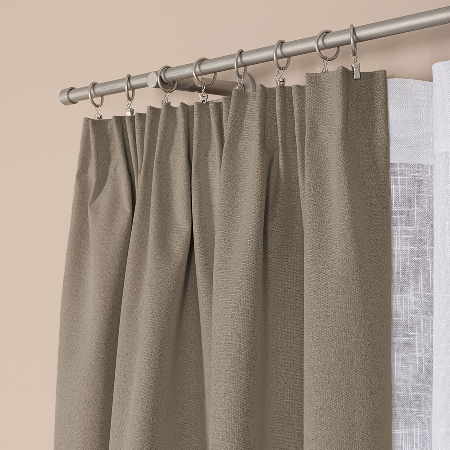 SUPER BLACKOUT Zasłona gotowa na taśmie, szerokość 140 x wysokość 250, kolor 205 szarobeżowy