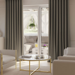 SUPER BLACKOUT Zasłona gotowa na taśmie, szerokość 140 x wysokość 250, kolor 205 szarobeżowy