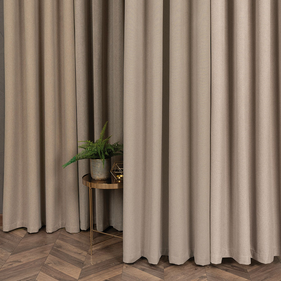 SUPER BLACKOUT Zasłona gotowa na taśmie, szerokość 140 x wysokość 250, kolor 205 szarobeżowy