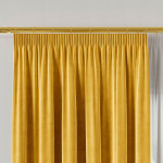 VELVI zasłona na taśmie marszczącej welwetowa żółta gładka 140x240 cm