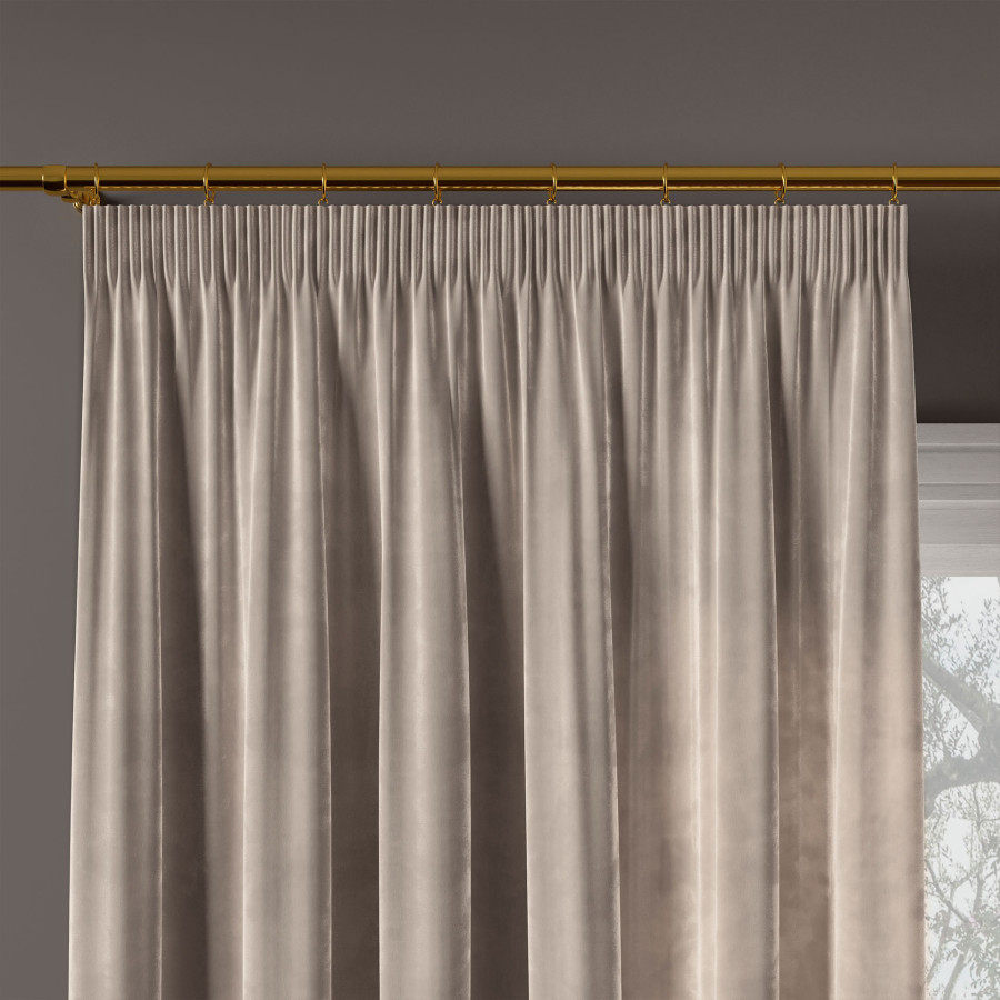 VELVI Zasłona gotowa na taśmie, szerokość 140 x wysokość 230cm, kolor 017 szaro-beżowy