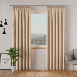 VELVI Zasłona gotowa na taśmie, szerokość 140 x wysokość 160cm, kolor 015 ciemny kremowy
