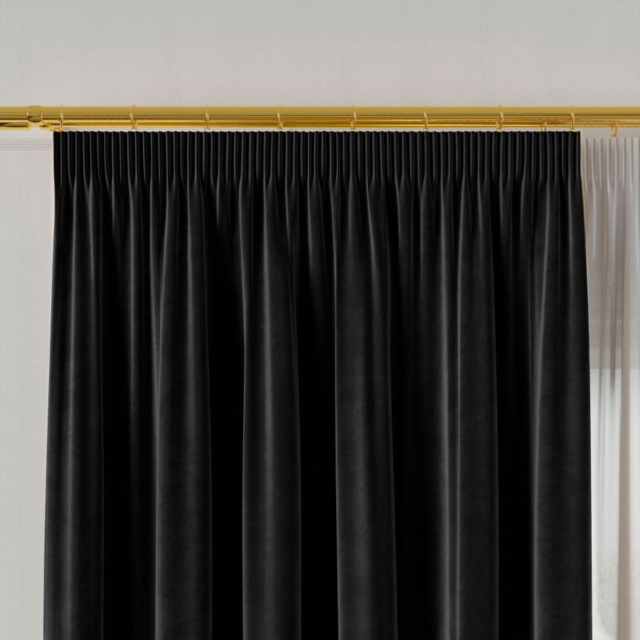 VELVI Zasłona gotowa na taśmie, szerokość 140 x wysokość 260cm, kolor 111 czarny
