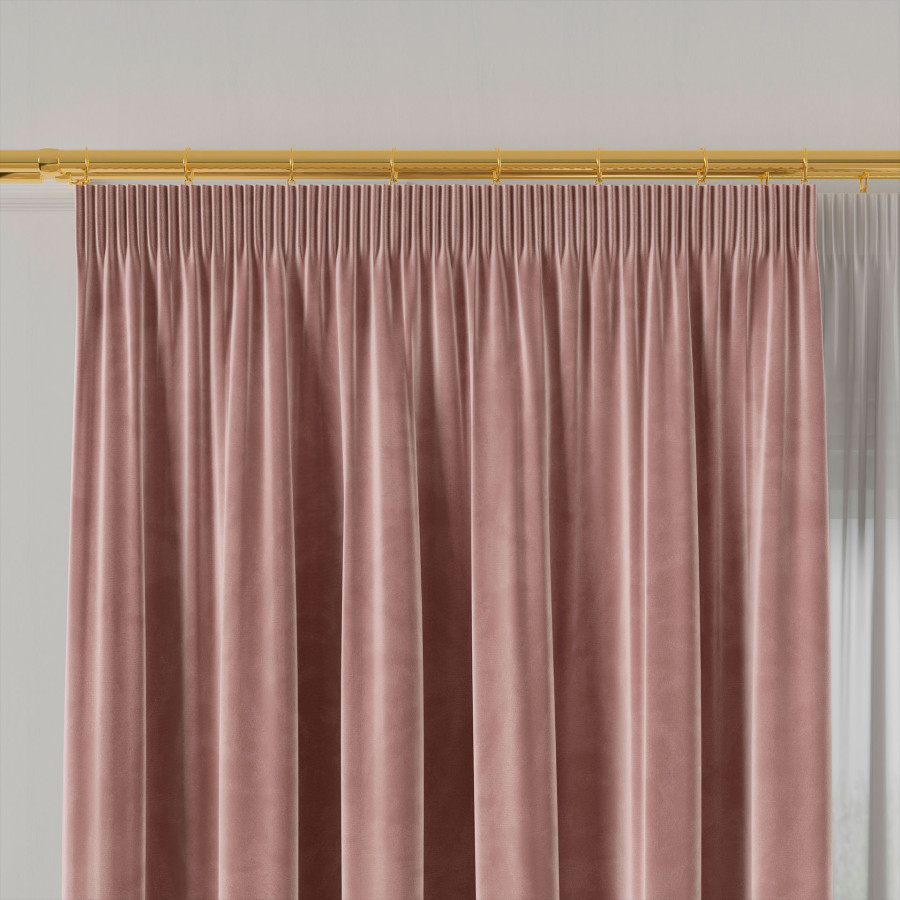 VELVI Zasłona gotowa na taśmie, szerokość 140 x wysokość 260cm, kolor 013 ciemny pudrowy różowy