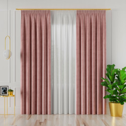 VELVI Zasłona gotowa na taśmie, szerokość 140 x wysokość 260cm, kolor 013 ciemny pudrowy różowy