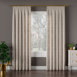 VELVI Zasłona gotowa na taśmie, szerokość 140 x wysokość 240cm, kolor 017 szaro-beżowy