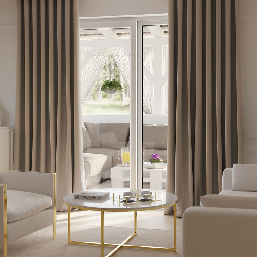 SUPER BLACKOUT Zasłona gotowa na taśmie, szerokość 140 x wysokość 230, kolor 025 ciemny beżowy