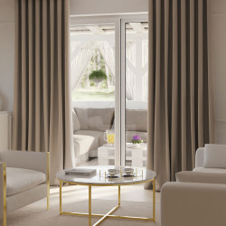 SUPER BLACKOUT Zasłona gotowa na taśmie, szerokość 140 x wysokość 230, kolor 025 ciemny beżowy