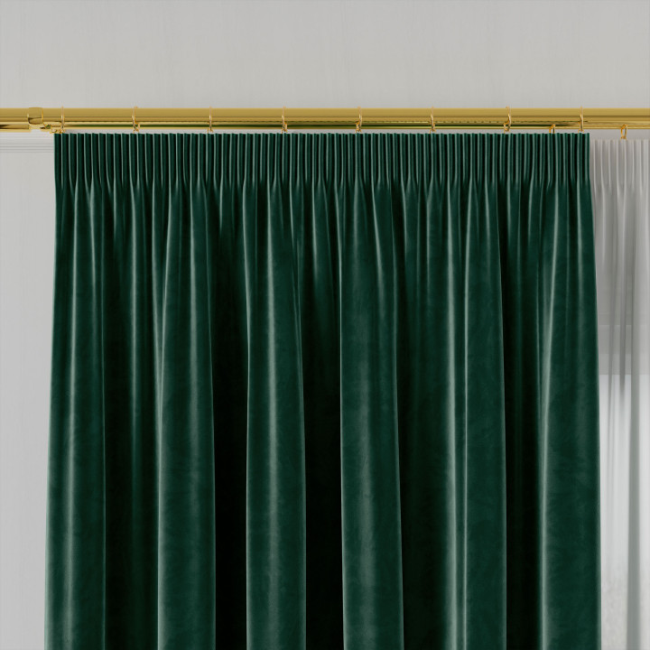 VELVI Zasłona gotowa na taśmie, szerokość 140 x wysokość 250cm, kolor 012 szmaragdowy zielony 