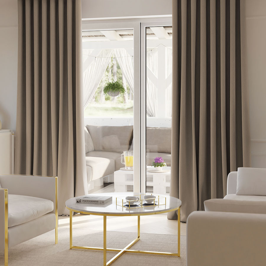 SUPER BLACKOUT Zasłona gotowa na taśmie, szerokość 140 x wysokość 250, kolor 005 beżowy