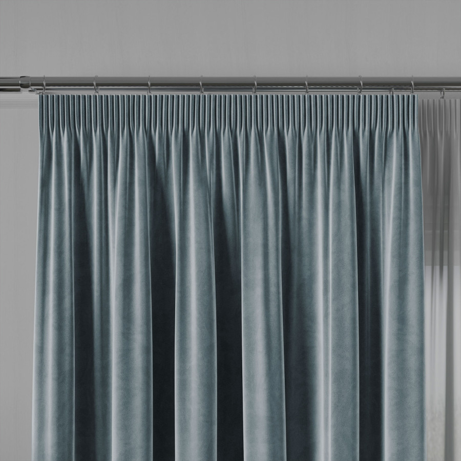 VELVI Zasłona gotowa na taśmie, szerokość 140 x wysokość 230cm, kolor 063 niebieski