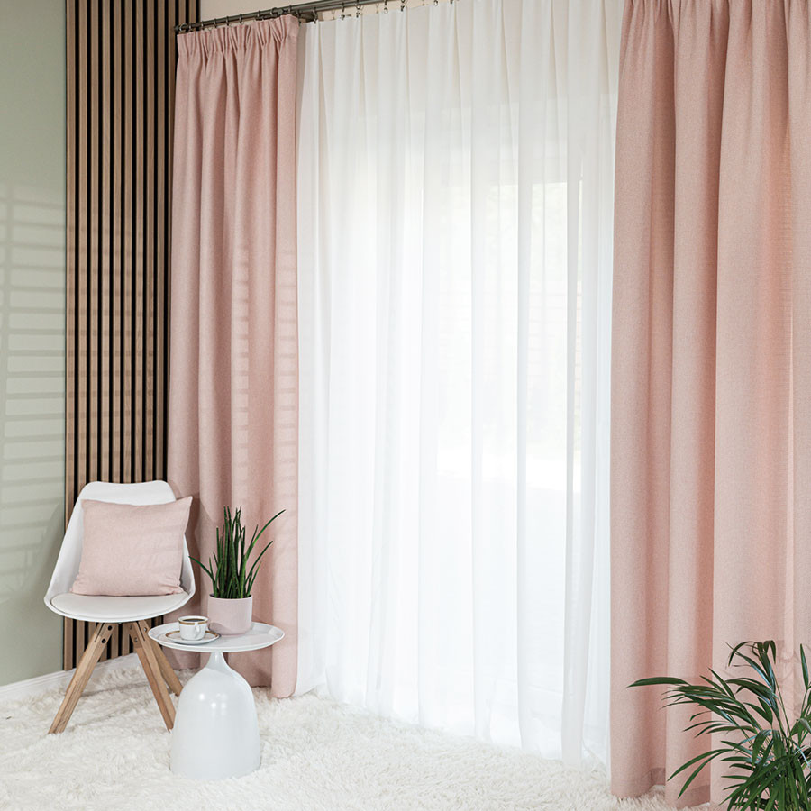 MOLLY Zasłona gotowa na taśmie, szerokość 140cm x wysokość 250cm, kolor 004 pudrowy róż