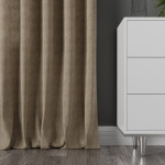MILAS zasłona na taśmie marszczącej welurowa ciemny beżowy gładka 140x260 cm