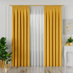VELVI Zasłona gotowa na taśmie, szerokość 140 x wysokość 250cm, kolor 009 żółty