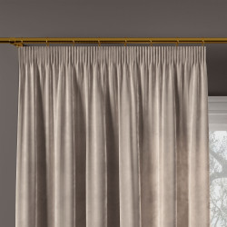 VELVI Zasłona gotowa na taśmie, szerokość 140 x wysokość 250cm, kolor 017 szaro-beżowy