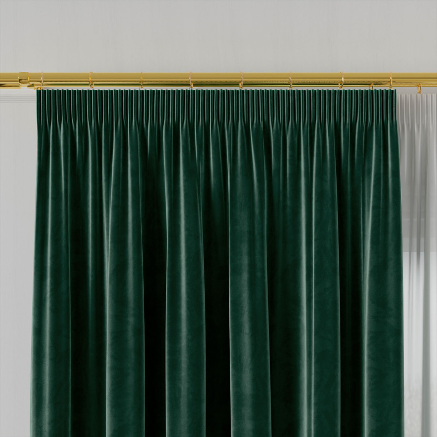 VELVI Zasłona gotowa na taśmie, szerokość 140 x wysokość 240cm, kolor 012 szmaragdowy zielony