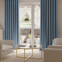 SUPER BLACKOUT Zasłona gotowa na taśmie, szerokość 140 x wysokość 230, kolor 019 niebieski