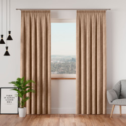 VELVI Zasłona gotowa na taśmie, szerokość 140 x wysokość 240cm, kolor 001 ciemny beżowy
