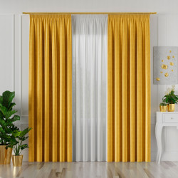 VELVI Zasłona gotowa na taśmie, szerokość 140 x wysokość 240cm, kolor 019 szafranowy