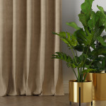 MILAS zasłona na taśmie marszczącej welwetowa beżowa gładka 140x260 cm