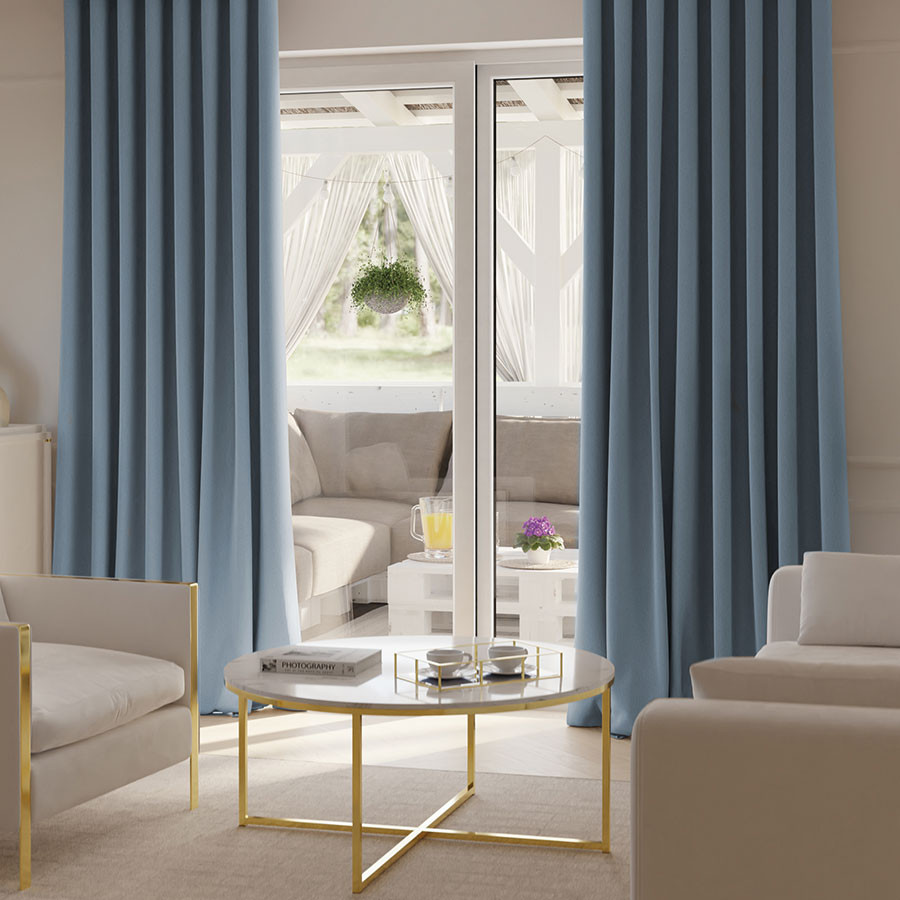 SUPER BLACKOUT Zasłona gotowa na taśmie, szerokość 140 x wysokość 250, kolor 019 niebieski