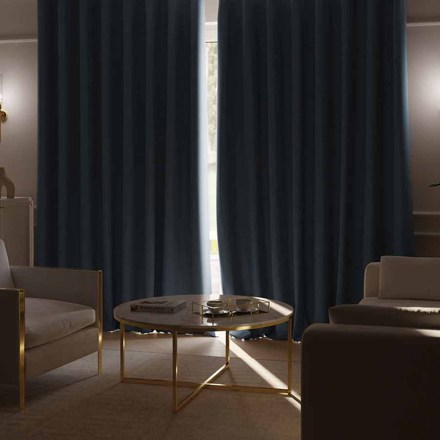 SUPER BLACKOUT Zasłona gotowa na taśmie, szerokość 140 x wysokość 250, kolor 019 niebieski