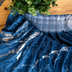 MARMA zasłona na taśmie marszczącej welwetowa granatowa we wzór abstrakcyjny 140x250 cm