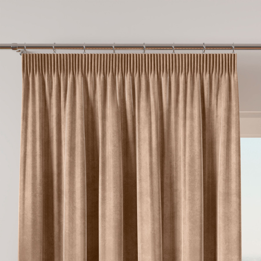VELVI Zasłona gotowa na taśmie, szerokość 140 x wysokość 250cm, kolor 001 ciemny beżowy