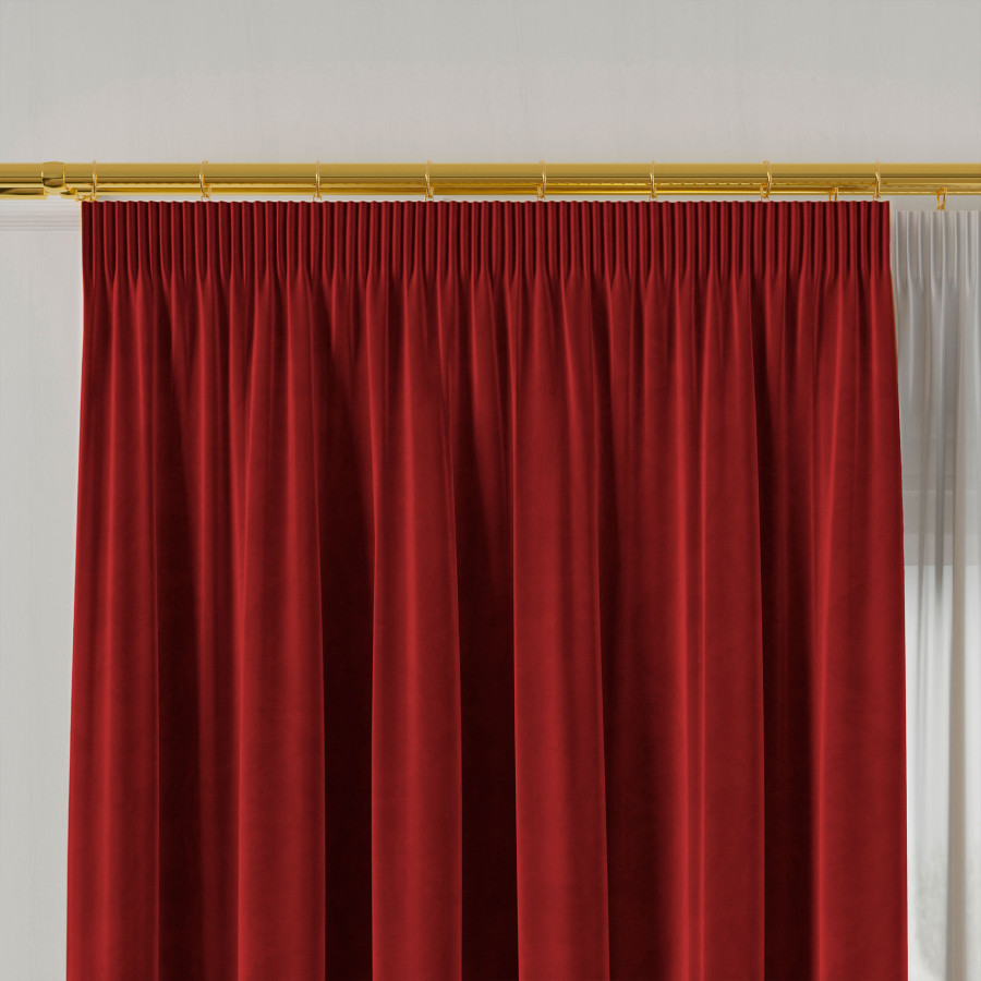 VELVI Zasłona gotowa na taśmie, szerokość 140 x wysokość 250cm, kolor 043 czerwony