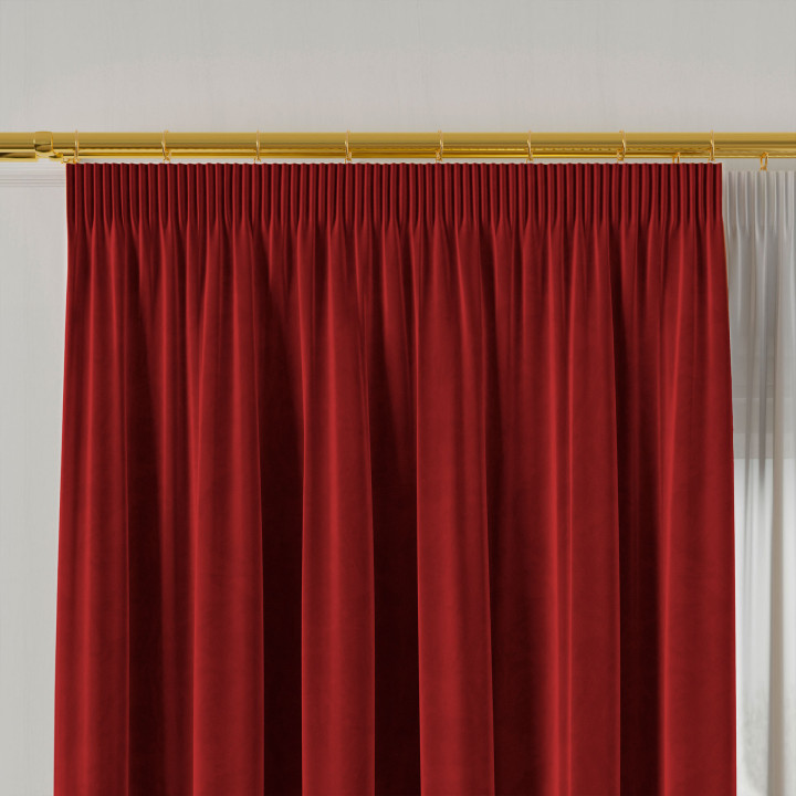 VELVI Zasłona gotowa na taśmie, szerokość 140 x wysokość 250cm, kolor 043 czerwony 