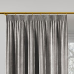 VELVI zasłona na taśmie marszczącej welwetowa jasny szary gładka 140x260 cm