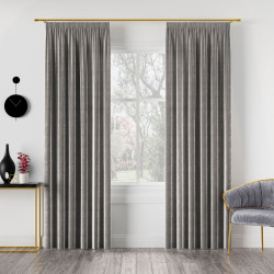 VELVI Zasłona gotowa na taśmie, szerokość 140 x wysokość 260cm, kolor 005 jasny szary