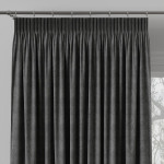 MILAS zasłona na taśmie marszczącej welurowa szara gładka 140x260 cm