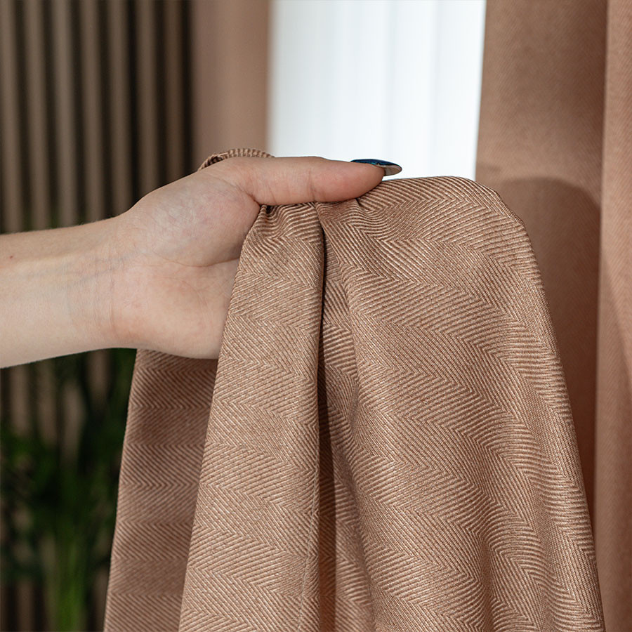 JODEŁKA Zasłona gotowa na taśmie, szerokość 140cm x wysokość 250cm, kolor 328 ciemny beżowy