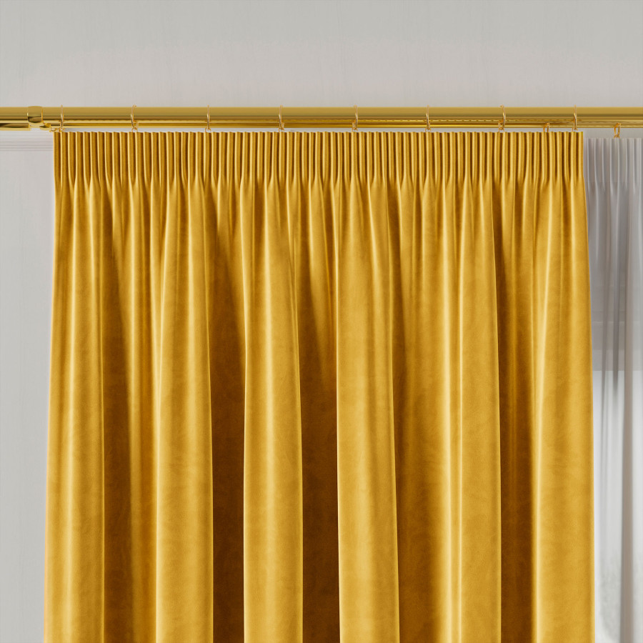 VELVI Zasłona gotowa na taśmie, szerokość 140 x wysokość 250cm, kolor 019 szafranowy