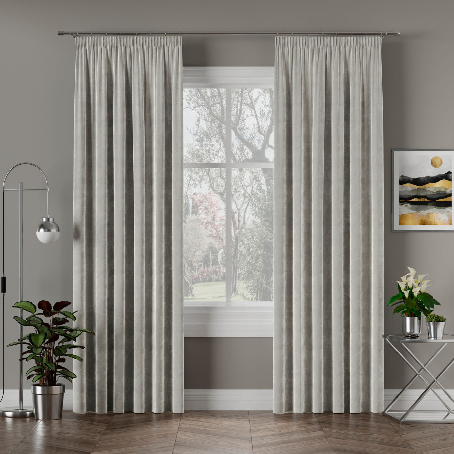 VELVI Zasłona gotowa na taśmie, szerokość 140 x wysokość 230cm, kolor 020 szary
